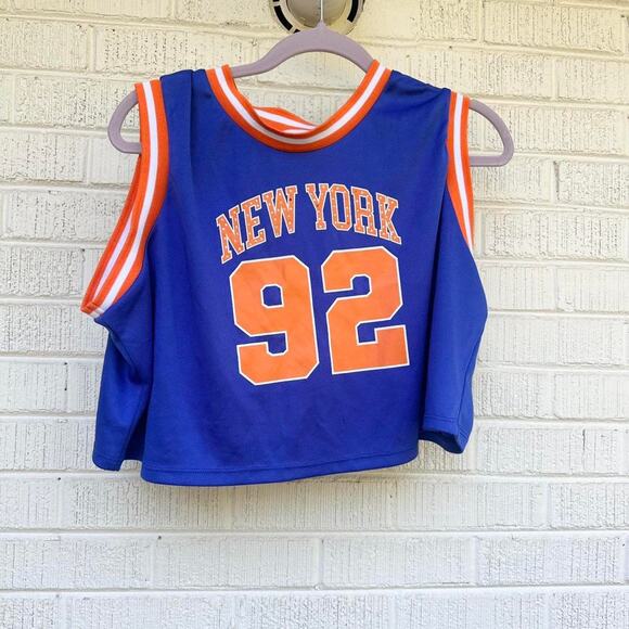 Madrag Y2K Cropped Boxy Blue New York Jersey Tank - Picture 1 of 4